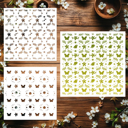 2 PCS Floral Butterfly Pattern DIY Painting Hollow Stencil