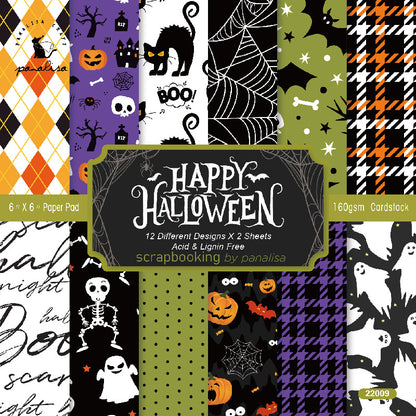 24PCS 6" Happy Halloween Scrapbook Paper & Cardstock