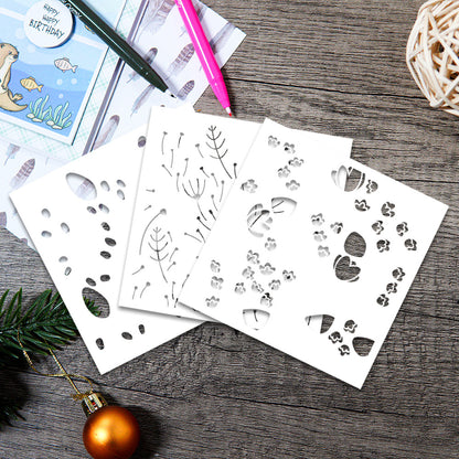 3 PCS Floral and Leaf Pattern DIY Painting Hollow Stencil