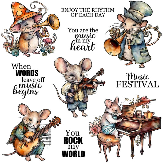 Mice Playing Musical Instruments Dies & Stamps Set