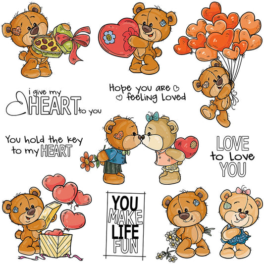 Valentine's Day Teddy Bear Clear Stamps