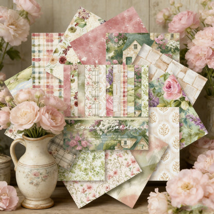 24PCS 6" Country Garden Scrapbook Paper & Cardstock