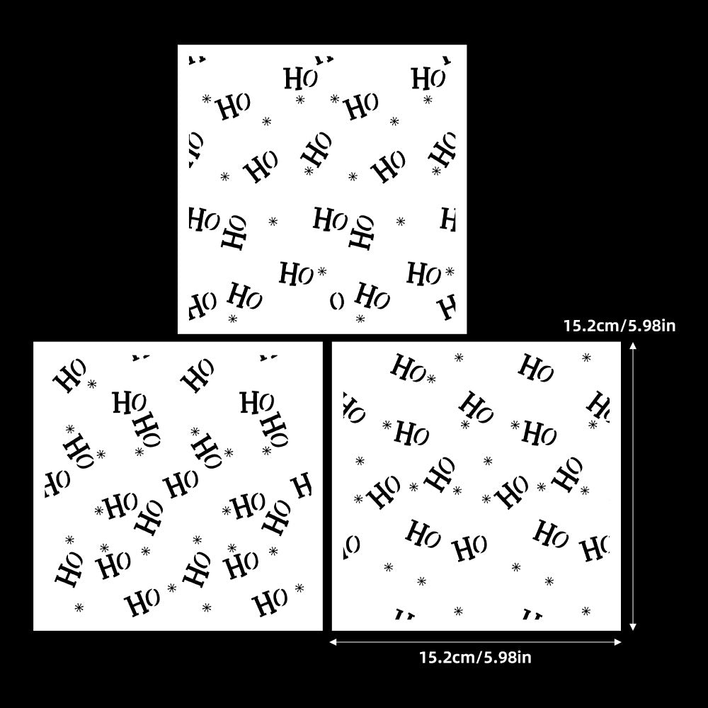 3 PCS “HO” Words Pattern DIY Painting Hollow Stencil