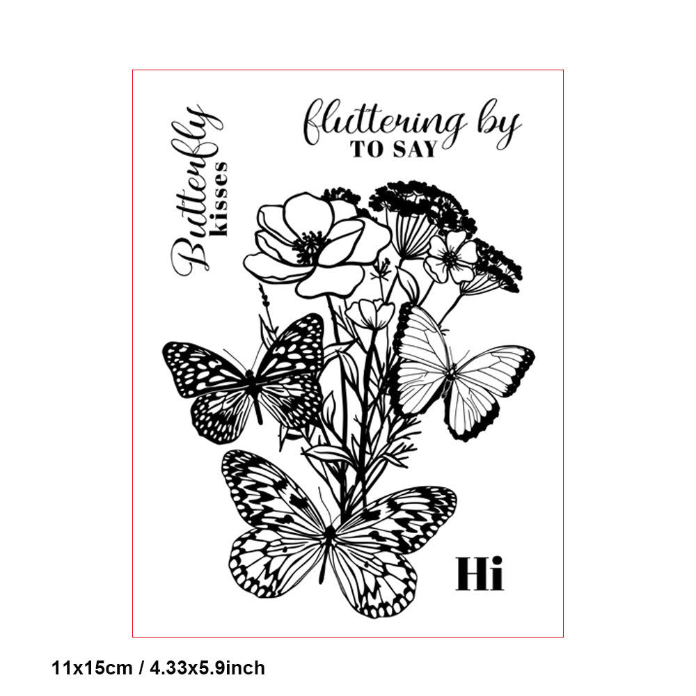 Butterflies and Flowers DIY Scrapbook Clear Stamps