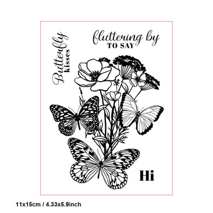 Butterflies and Flowers DIY Scrapbook Clear Stamps