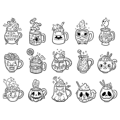 Halloween Funny Skull Cup Dies & Stamps Set