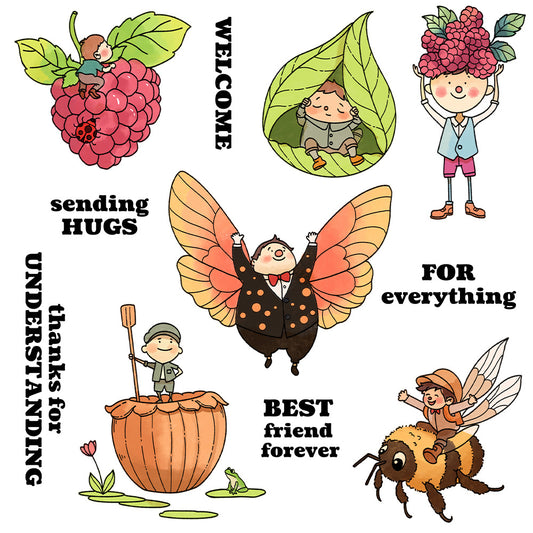 Plum and Little Man Clear Stamps