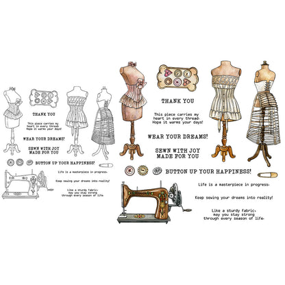 Clothes Rack Sewing Machine Clear Stamps