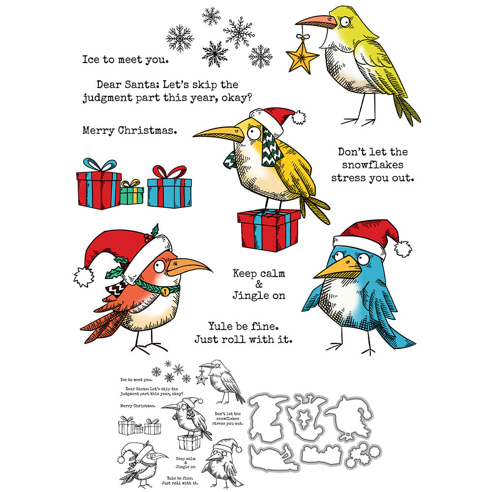 Christmas Birds Dies & Stamps Set