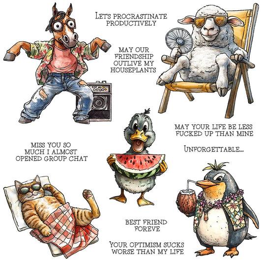 Animals' Summer Vacation Dies & Stamps Set
