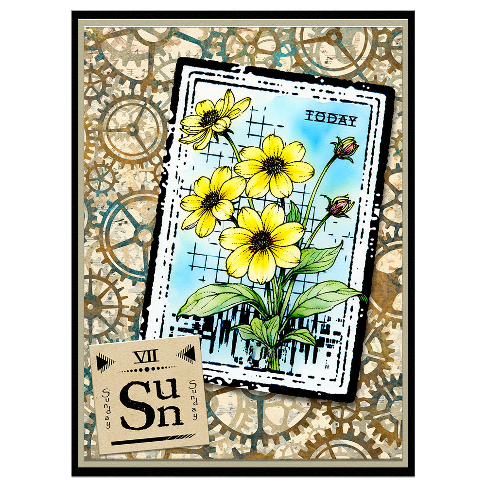 1 PC Gearwheel Pattern DIY Painting Hollow Stencil