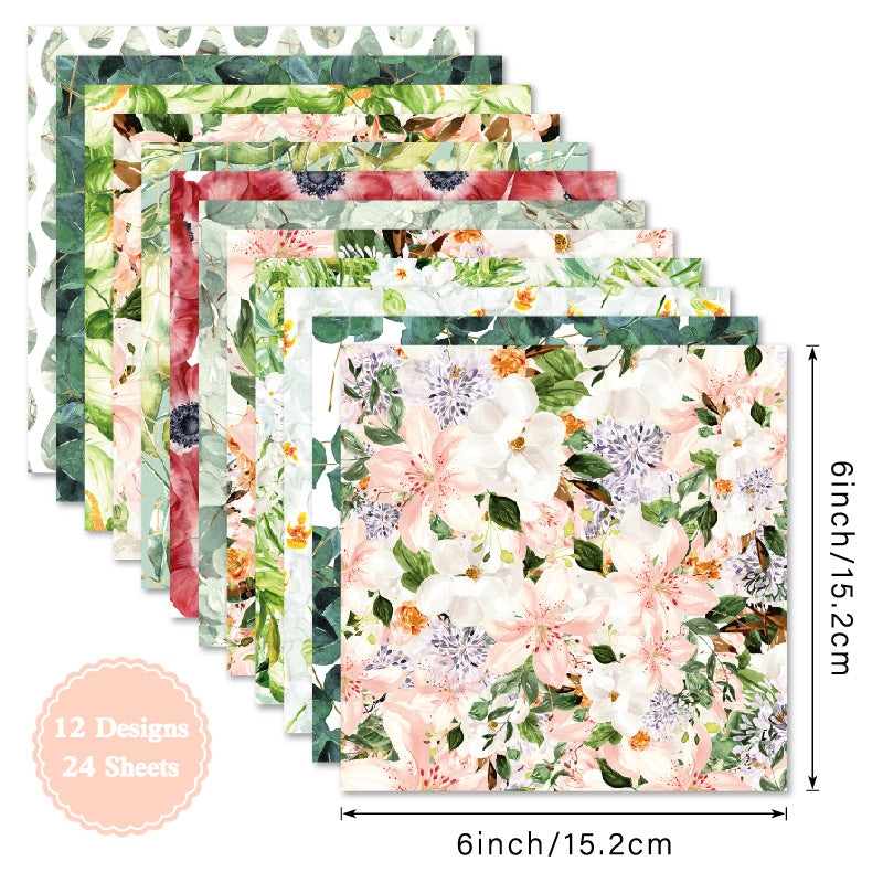 24PCS 6" Foliage Scrapbook Paper & Cardstock