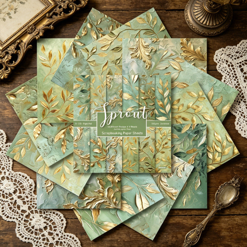 24PCS 6" Gold Leaf Scrapbook Paper & Cardstock