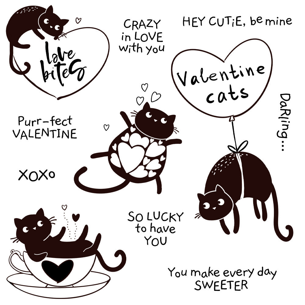 Valentine's Day Cat Dies & Stamps Set