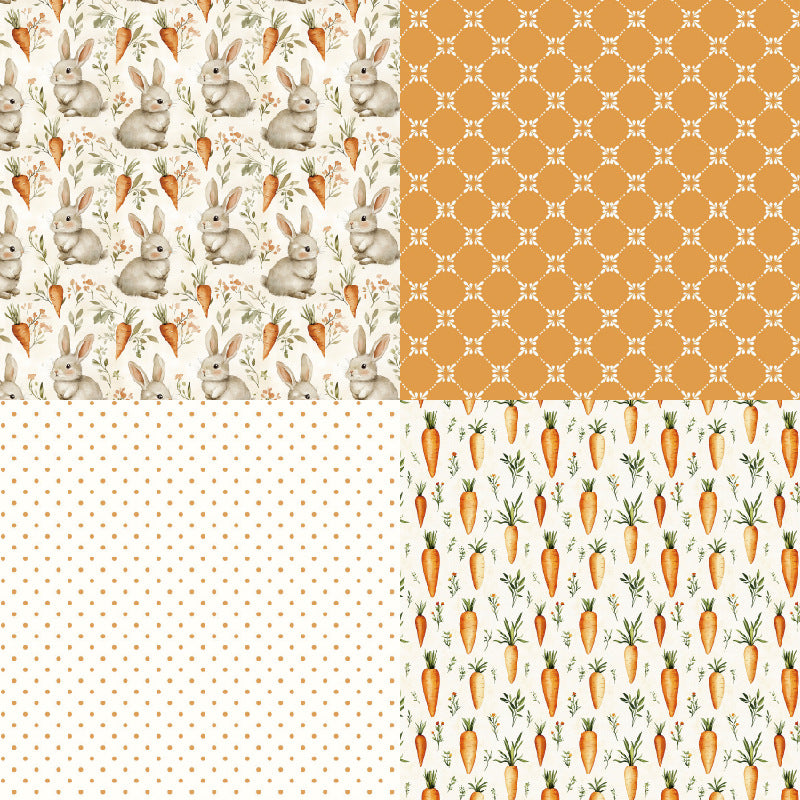 24PCS 6" Bunny Carrot Scrapbook Paper & Cardstock