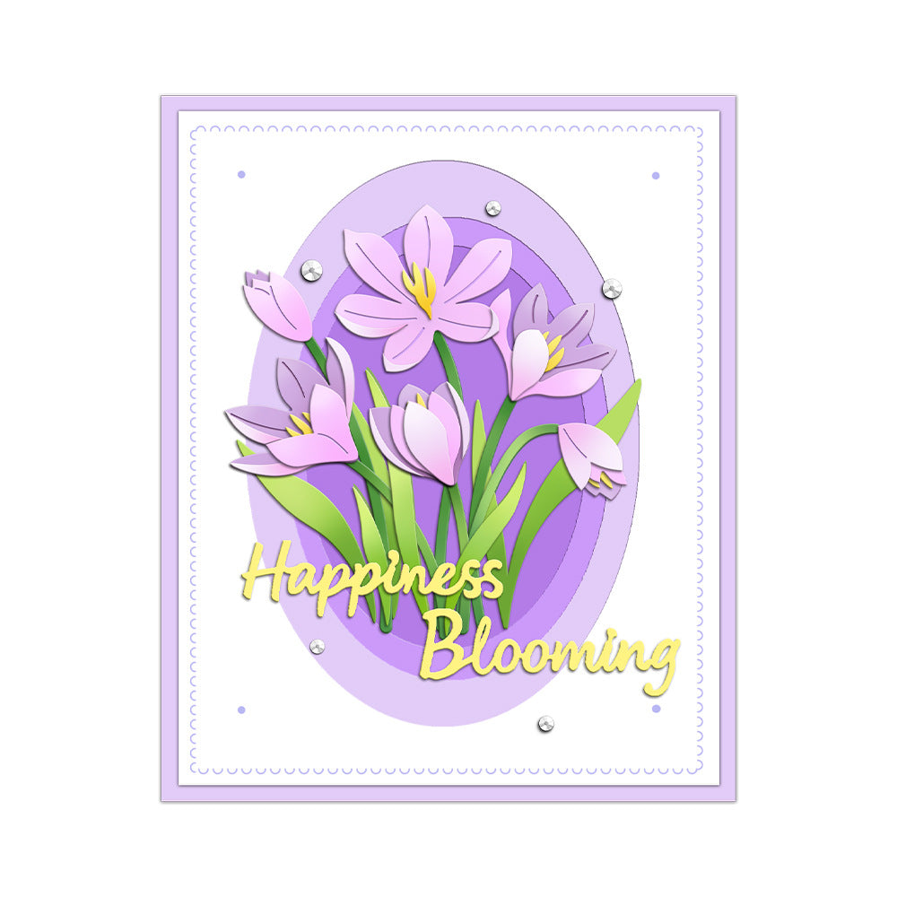 "Happiness Blooming" Words Metal Cutting Dies