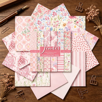 24PCS 6" Floral Scrapbook Paper & Cardstock