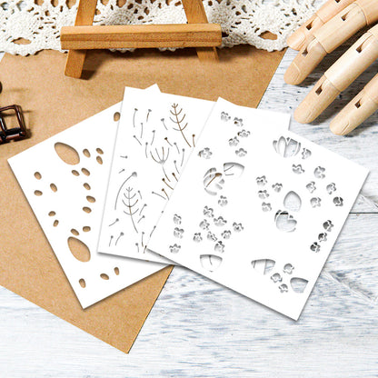 3 PCS Floral and Leaf Pattern DIY Painting Hollow Stencil
