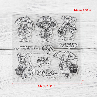 Cute Mouse Holding an Umbrella Dies & Stamps Set