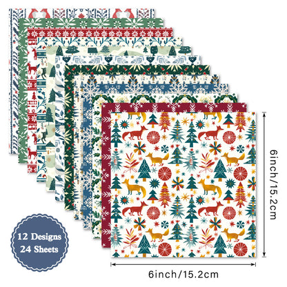 24PCS 6" Christmas Scrapbook Paper & Cardstock