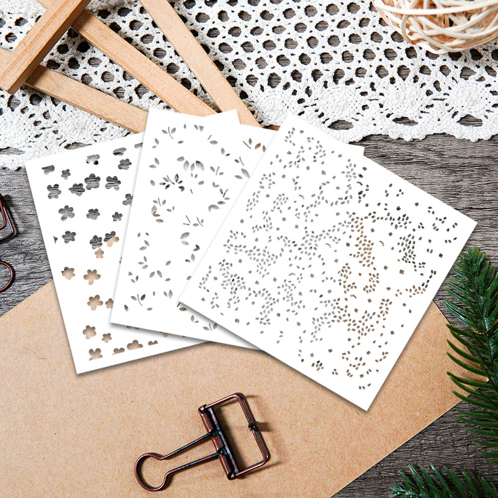 3 PCS Flower Pattern DIY Painting Hollow Stencil