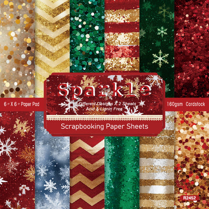 24PCS 6" Sparkle Scrapbook Paper & Cardstock