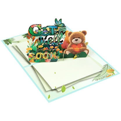 3D Creative Getwellsoon Bear Pop-Up Greeting Card