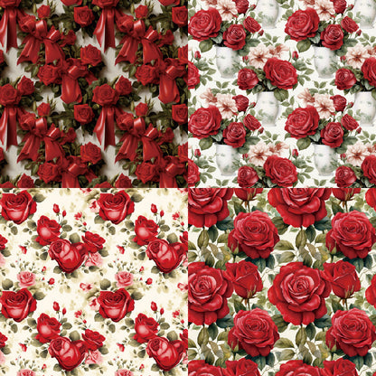 24PCS 6" Romantic Roses Scrapbook Paper & Cardstock