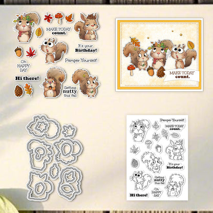 Autumn Squirrel Dies & Stamps Set