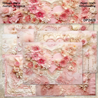 A5 Pink Flowers DIY Scrapbook Paper