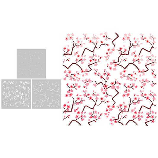 3 PCS Plum Bossom Pattern DIY Painting Hollow Stencil