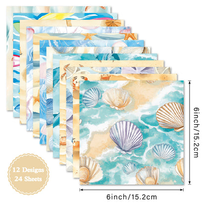 24PCS 6" Beach Scrapbook Paper & Cardstock