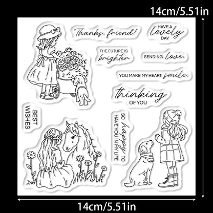 Girls and Animals Clear Stamps