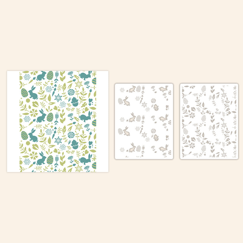 2 PCS Easter Theme Pattern DIY Painting Hollow Stencil