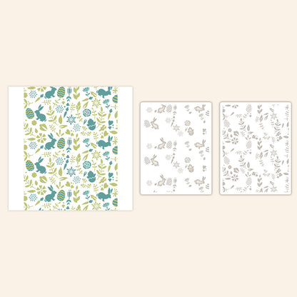 2 PCS Easter Theme Pattern DIY Painting Hollow Stencil