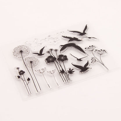 Bird Dandelion Flower Clear Silicone Stamps