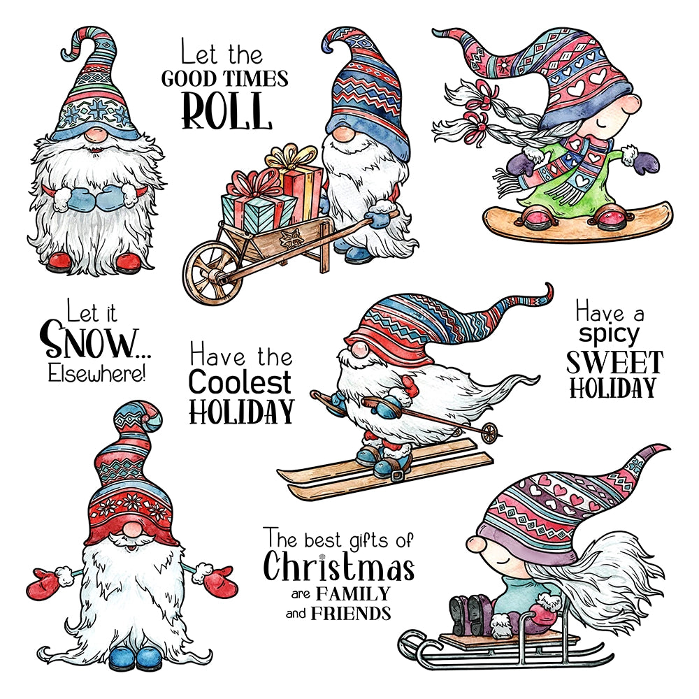 Cute Christmas Skiing Gnome Dies & Stamps Set