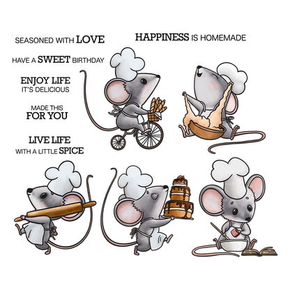 Cute Pastry Chef Mouse Dies & Stamps Set