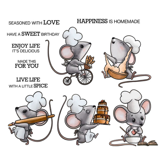Cute Pastry Chef Mouse Dies & Stamps Set
