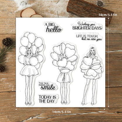Girl Holding Balloons Dies & Stamps Set