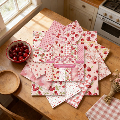 24PCS 6" Cherry Scrapbook Paper & Cardstock