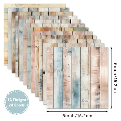 24PCS 6" Plank Scrapbook Paper & Cardstock