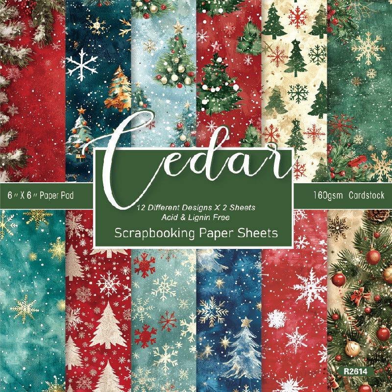24PCS 6" Cedar Scrapbook Paper & Cardstock