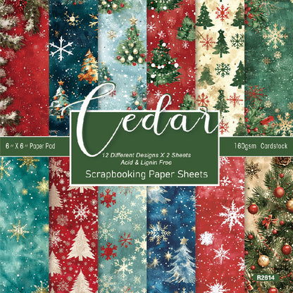 24PCS 6" Cedar Scrapbook Paper & Cardstock