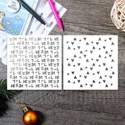 2 PCS Love Pattern DIY Painting Hollow Stencil