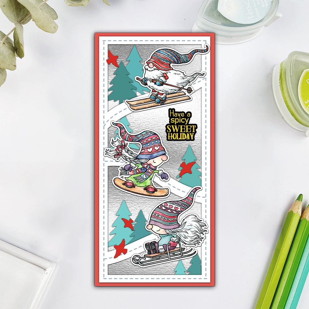 Cute Christmas Skiing Gnome Dies & Stamps Set