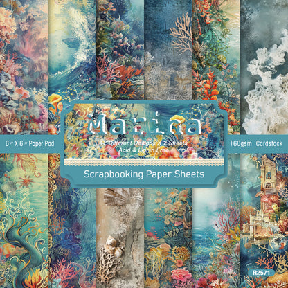 24PCS 6" Marina Scrapbook Paper & Cardstock