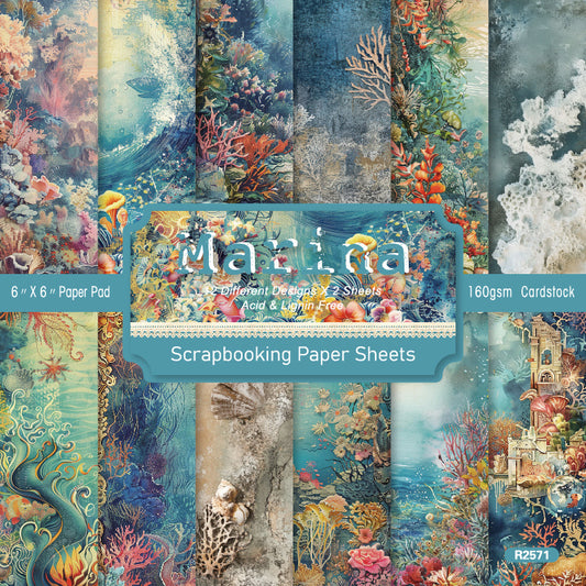 24PCS 6" Marina Scrapbook Paper & Cardstock
