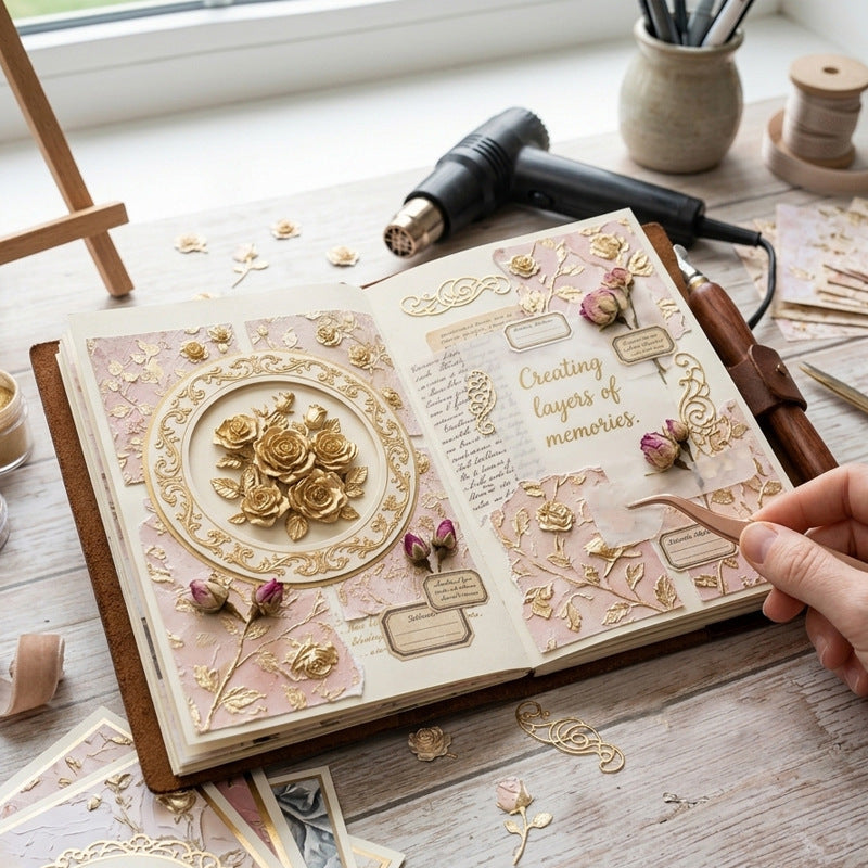 24PCS 6" Gold Floral Scrapbook Paper & Cardstock