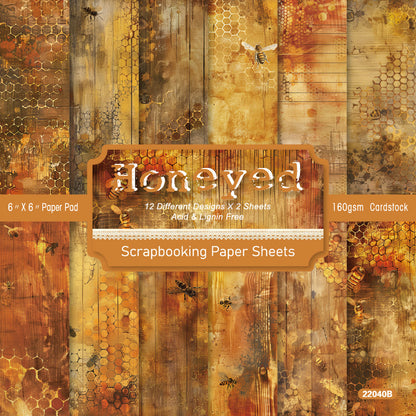 24PCS 6" Honeyed Scrapbook Paper & Cardstock